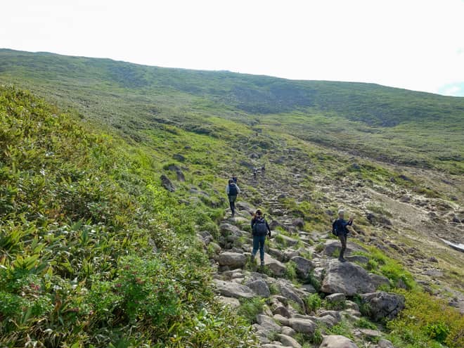 岩がゴツゴツとした登山道は思っていた以上