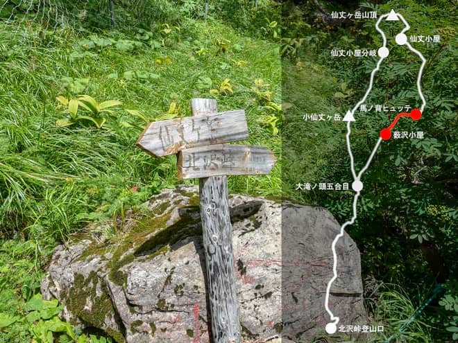 馬ノ背ヒュッテ→薮沢小屋