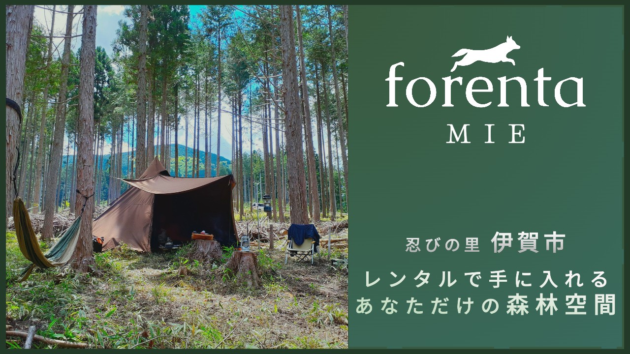 三重県伊賀市に森を借りるサブスク「forenta」登場！自分だけのホームキャンプ場を作ろう