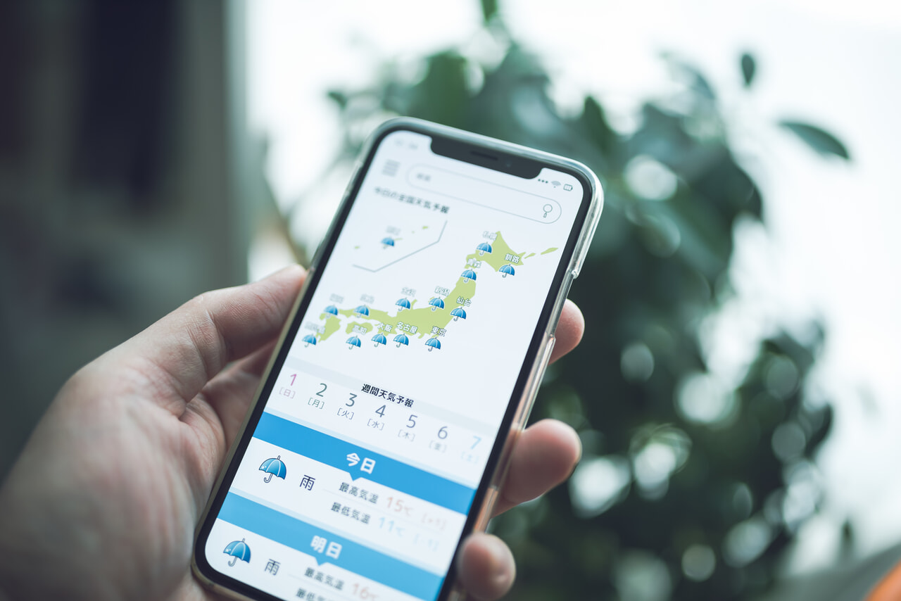 スマホの天気予報アプリイメージ